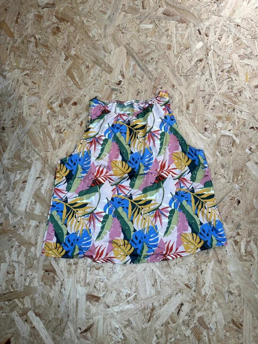 Timing Womens Large Tropical Floral Tank Top Sleeveless Blouse Pink Blue Green
